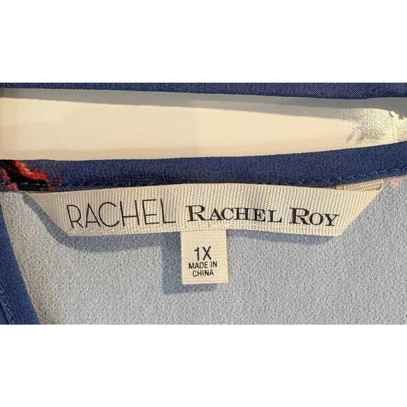 Rachel Roy Blue African Violet Floral Scarf Print Dress Womens Size 1X (125) - Picture 6 of 8